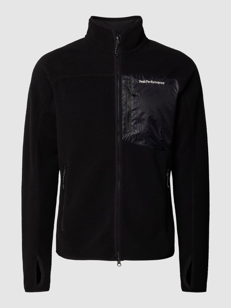 Fleecejacke mit Brusttasche Modell 'Pile' in schwarz