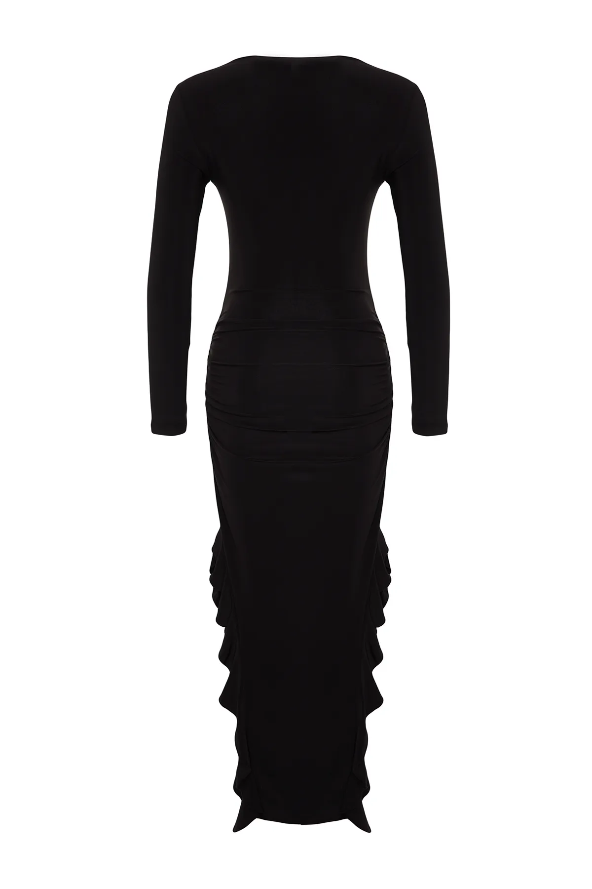 Trendyol Collection  Schwarzer Rock mit Volants, Boot-Kaya-Maxi-Stretch-Strickkleid TWOAW24EL00616