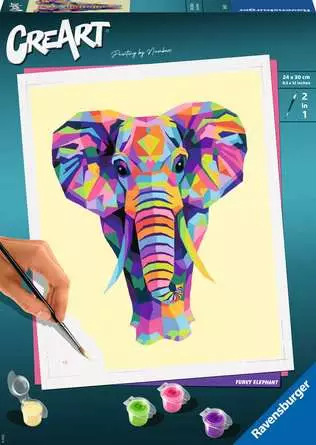 CreArt Funky Elefant - Malen nach Zahlen für Erwachsene