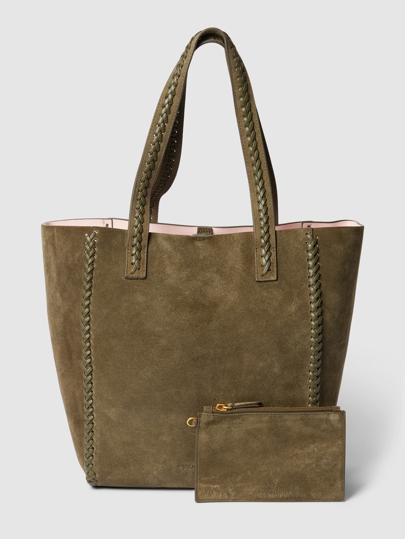 Shopper aus Leder Modell 'COSY LEATHER' in olivgrün