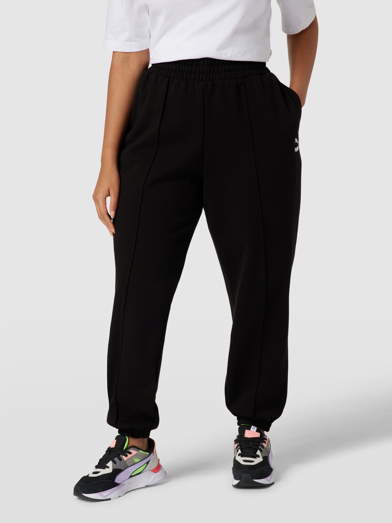 PLUS SIZE Sweatpants mit Label-Stitching Modell 'Classics' in schwarz