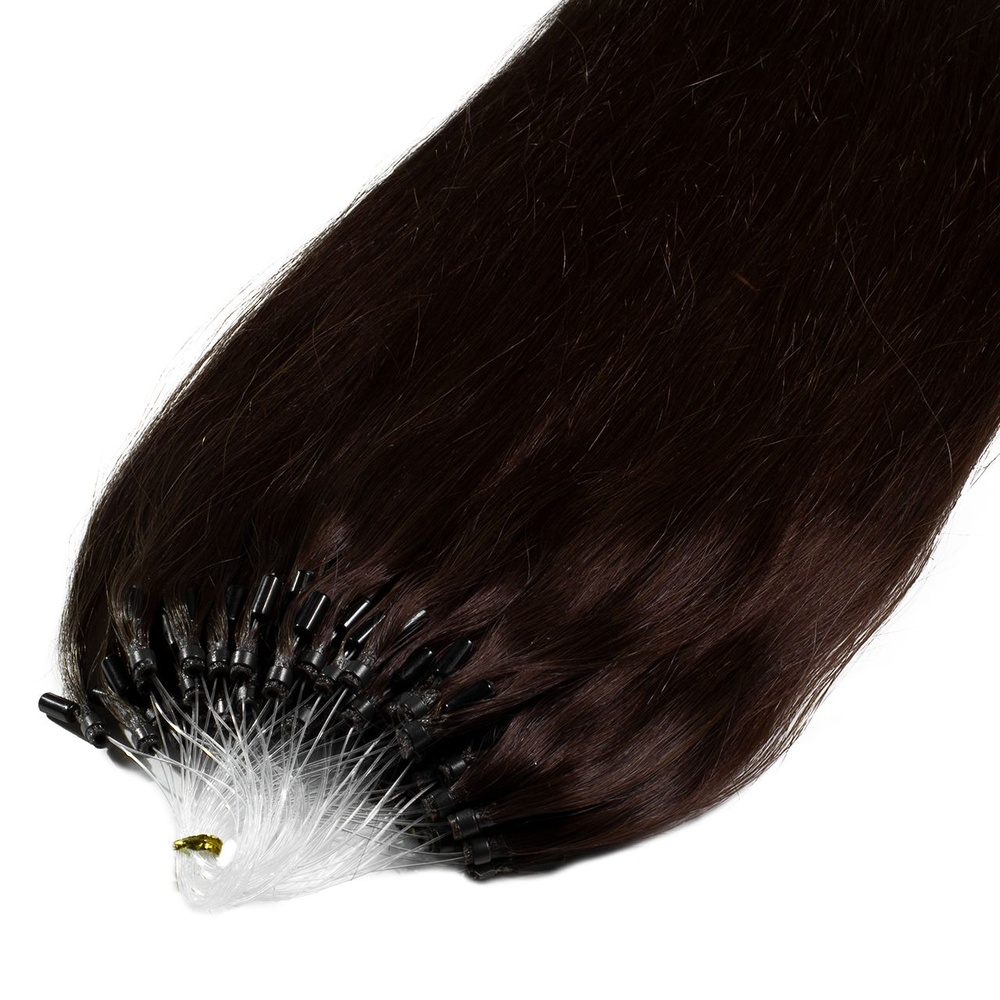 hair2heart Extensions à froid Microring Premium cheveux naturels #2 Marron foncé 0.5g extensions