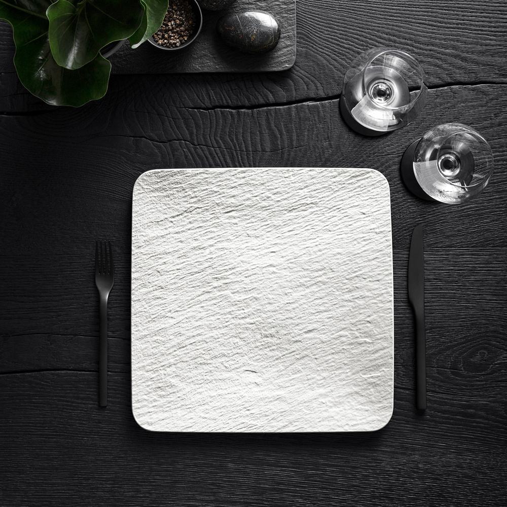 Villeroy & Boch Plat à servir carré/assiette gourmet Manufacture Rock blanc Assiette