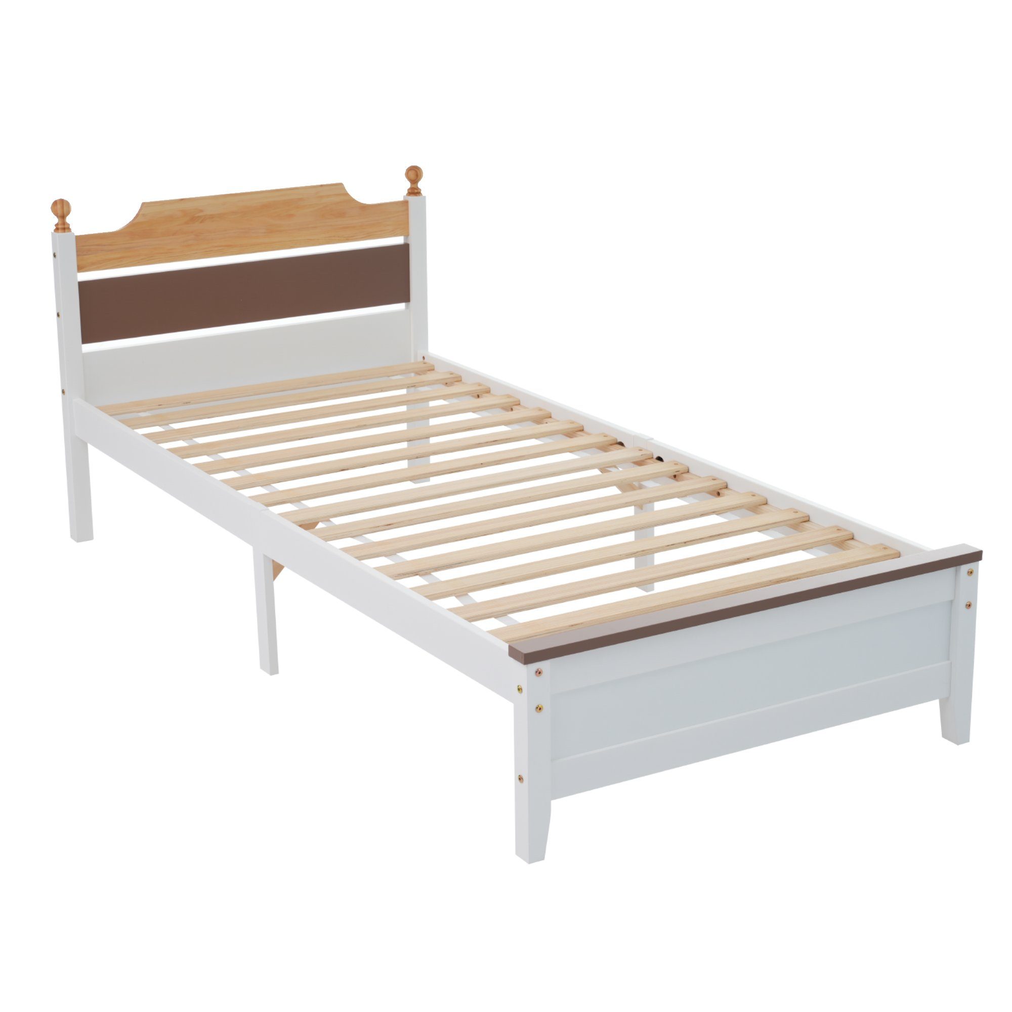 Gotagee Holzbett Holzbett Jugendbett Einzelbett Weiß Doppelbett Kiefernholzrahmen Bett