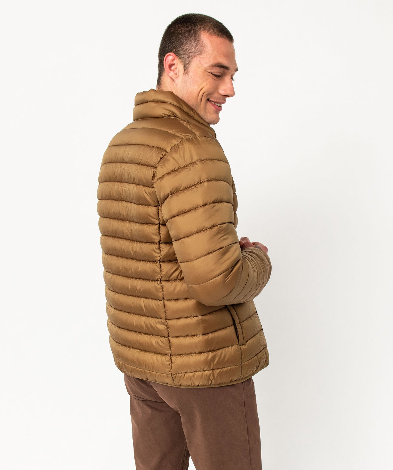 Blouson matelassé à col montant homme marron | GEMO