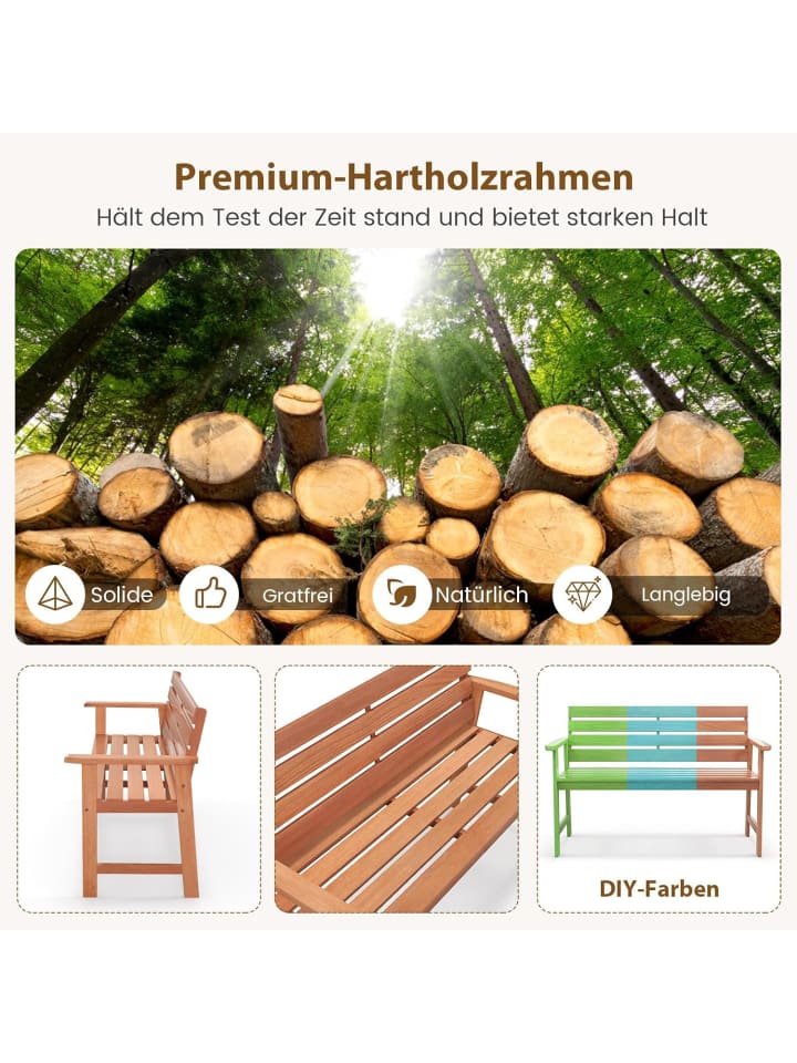COSTWAY Gartenbank 2 Personen Hartholz in Braun günstig kaufen onesize