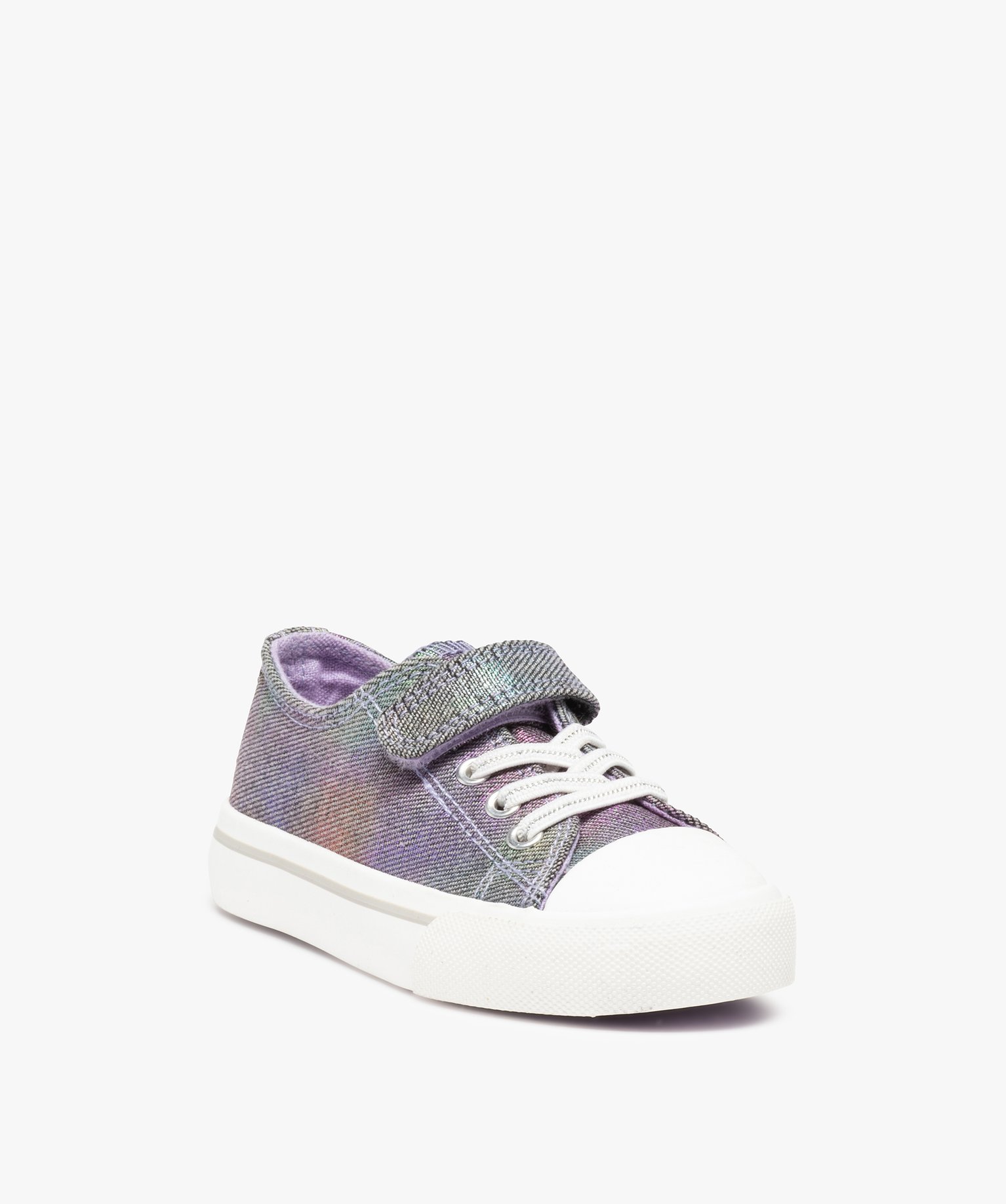 Baskets fille en toile irisée et bout renforcé bleu | GEMO