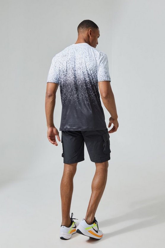 Man Active Gym schwarzes T-Shirt mit Farbverlauf
