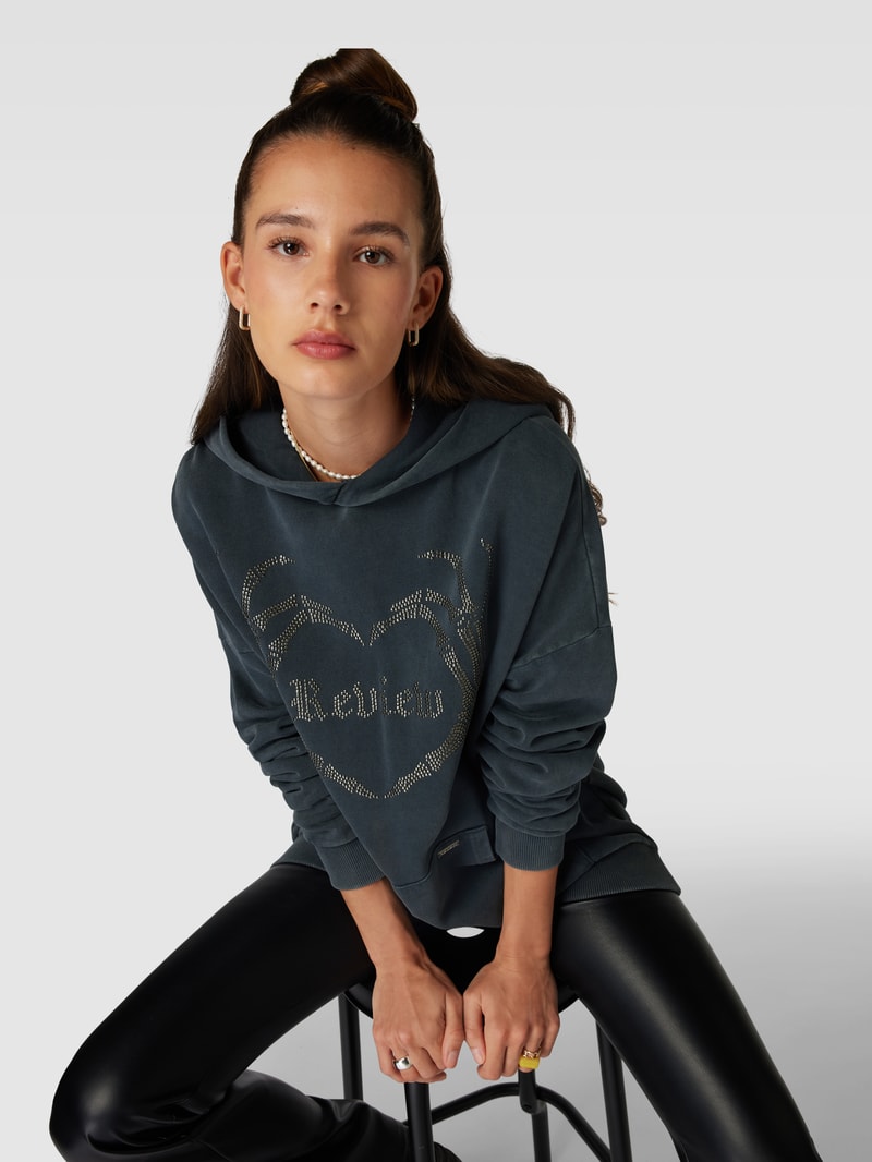 Hoodie mit Label-Print Modell 'LOVE' in anthrazit