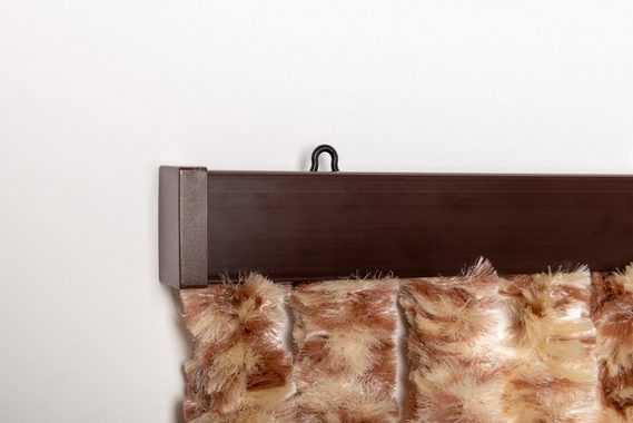 Defactoshop Insektenschutz-Vorhang Defacto Türvorhang Fadenvorhang Flauschvorhang PVC Transparent Vorhang Fliegenschutz Streifen Brauen/Beige MIX, BxH 100x200cm,100x220cm 90x200cm
