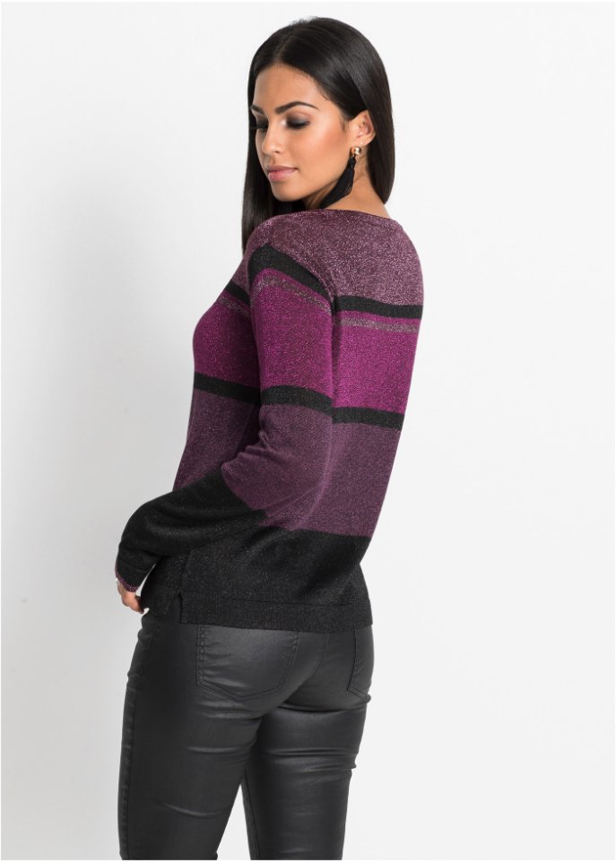 Lurex-Pullover mit Streifen