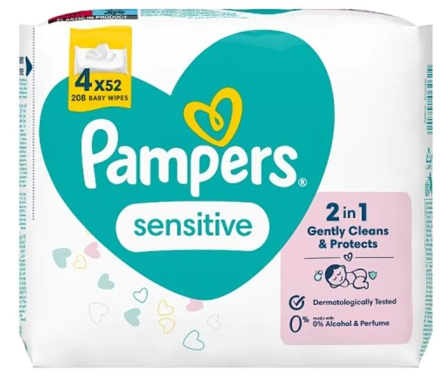 „Pampers Sensitive“ servetėlės, 4 x 52 vnt.