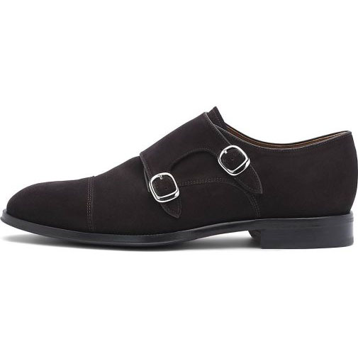 Lottusse Mokka -Kalb Wildledermönchschuhe