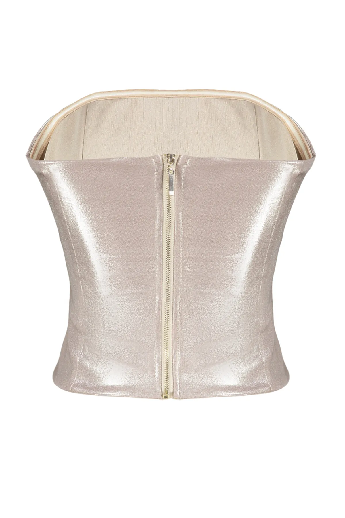 Trendyol Collection  Braunes Bustier im Metallic-Look TPRAW24BS00000