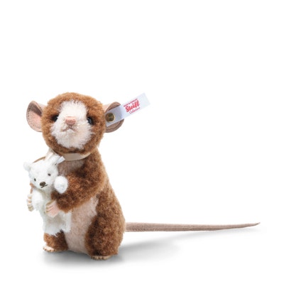 Paul Maus mit Petsy Teddybär, 12 cm, hellbraun