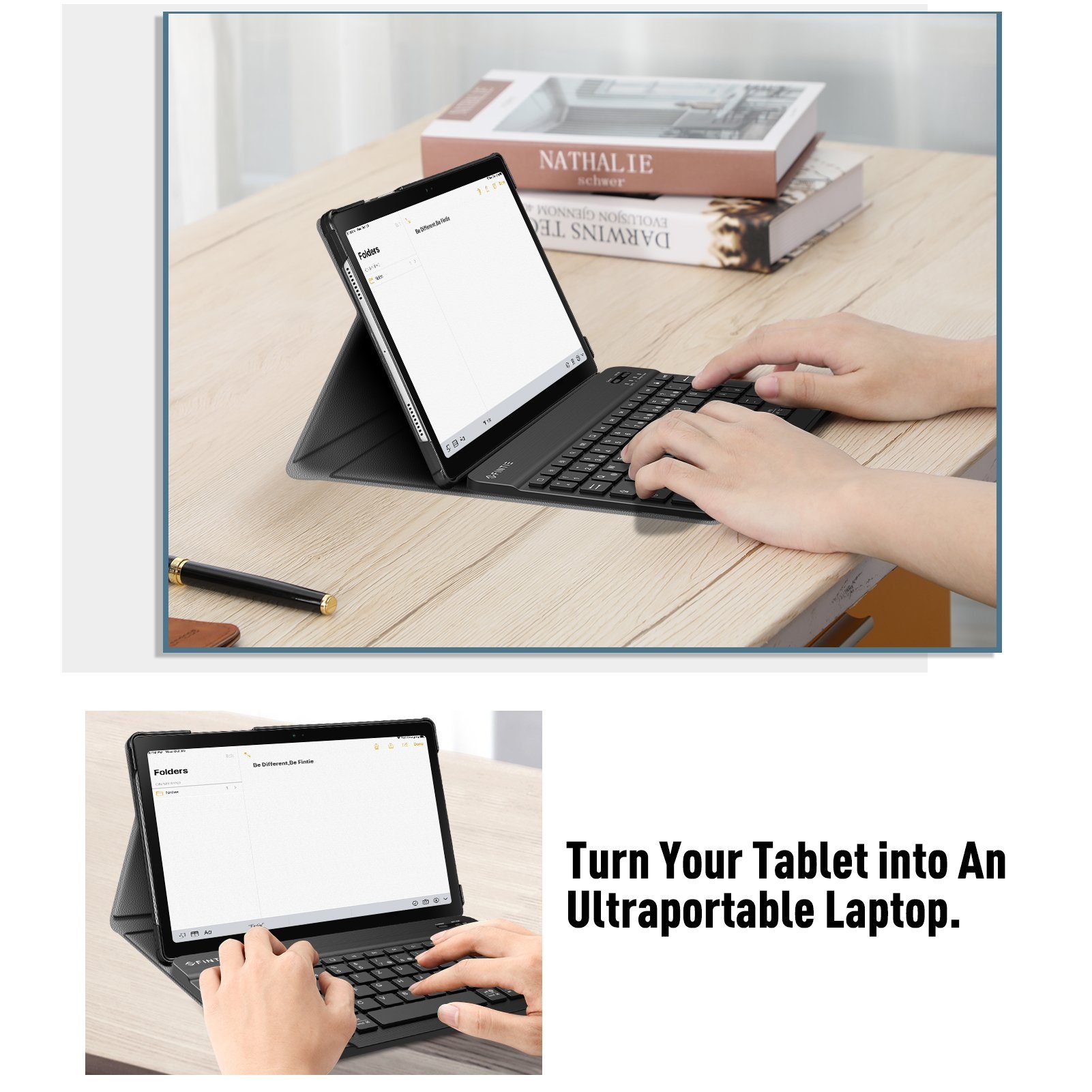 Fintie Tablet-Hülle Tastatur Hülle für Samsung Galaxy Tab A8 10,5 Zoll 2021 SM-X200/X205/X207 - Keyboard Cover mit Magnetisch Abnehmbarer Deutsches Layout Tastatur 10,5 Zoll