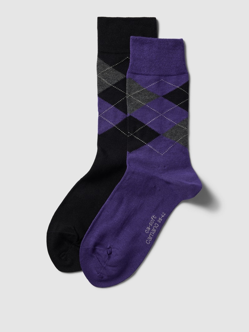 Socken mit Karomuster im 2er-Pack in lila