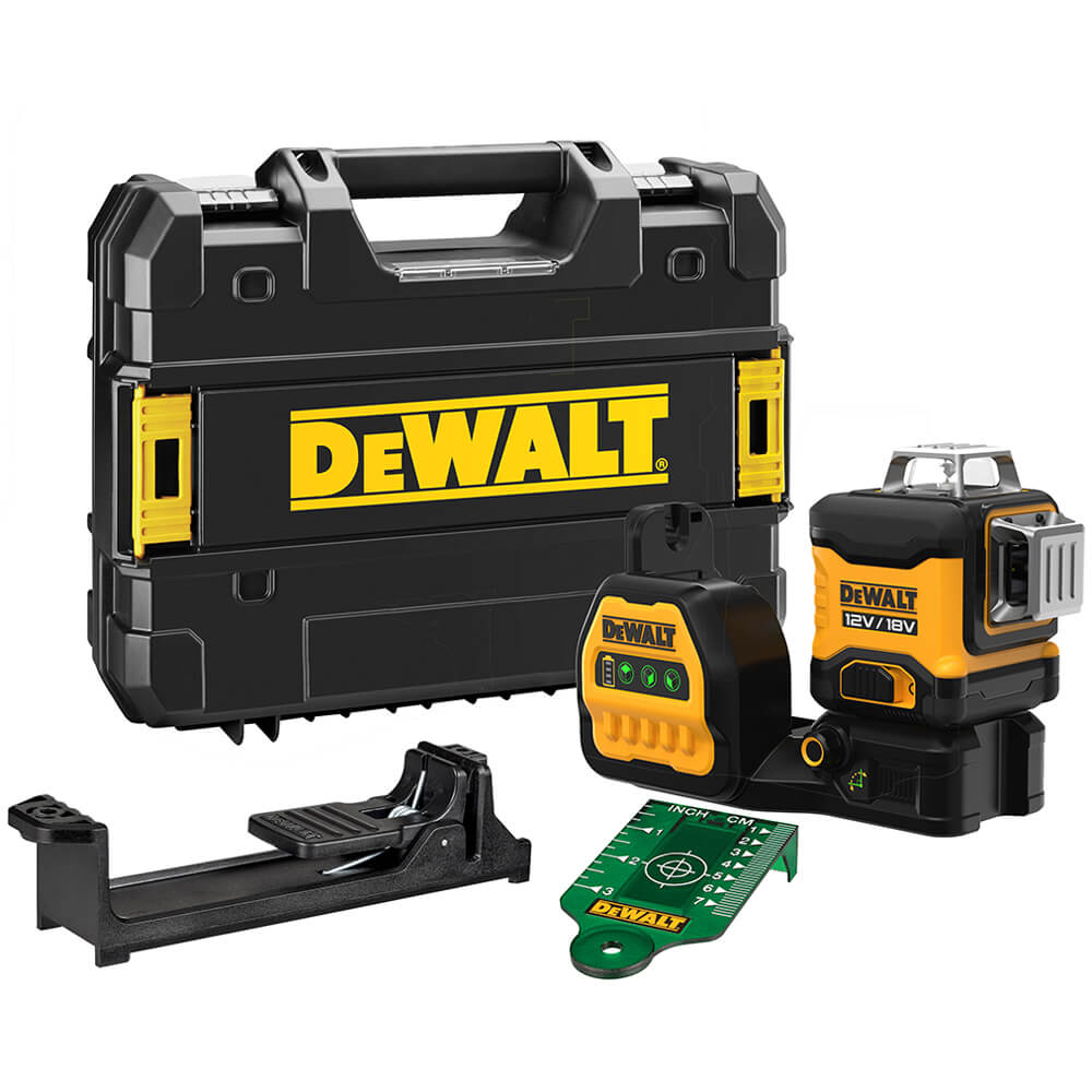 DeWalt DCE089NG18-XJ Samonivelační křížový laserový nivelátor 3x360° zelený paprsek 12/18 V bez baterií a nabíječky