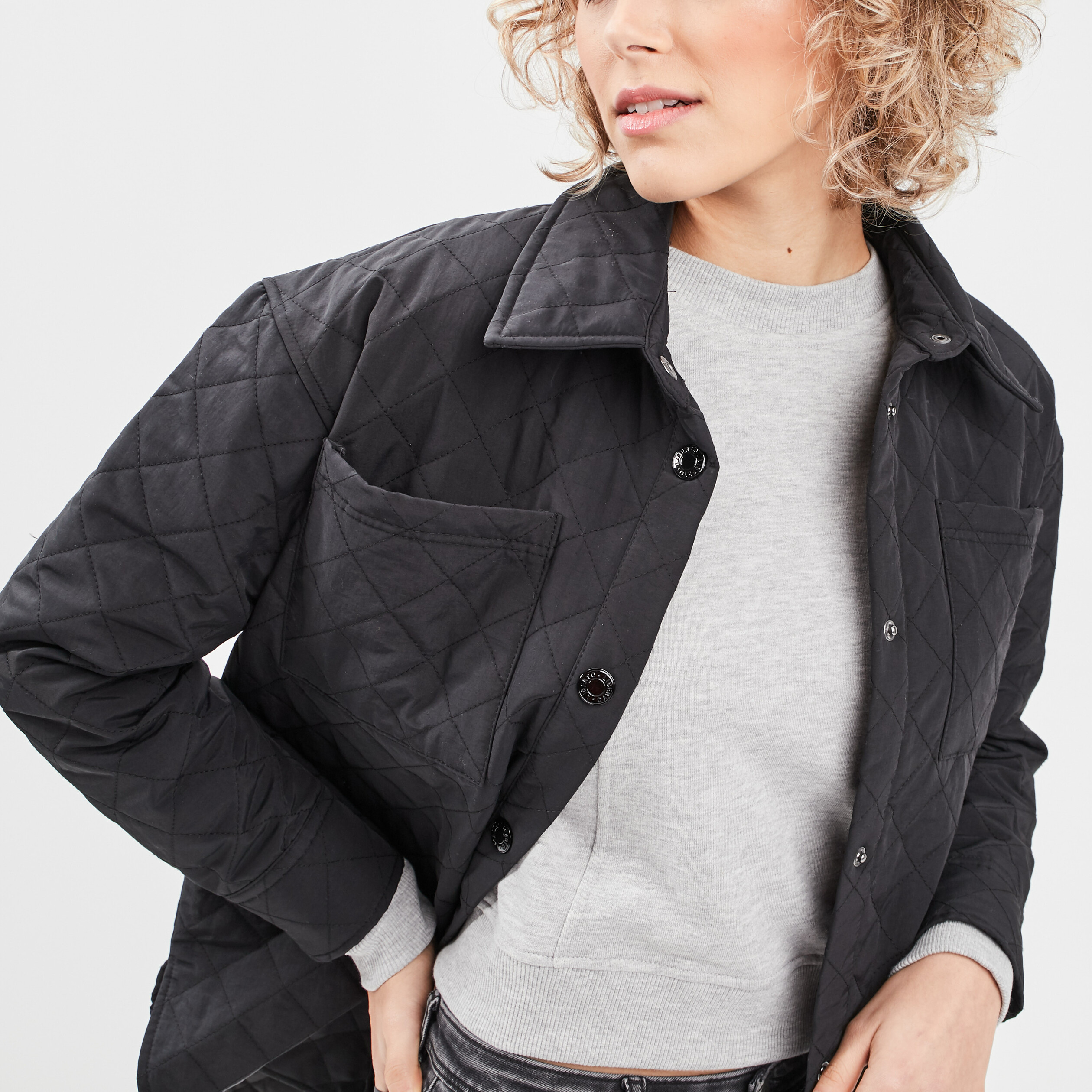 Veste droite matelassée noir femme | La Halle