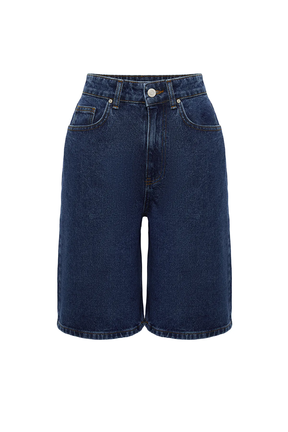 Trendyol Collection  Blaue Jeansshorts mit hoher Taille und Bermuda TWOSS24SR00016