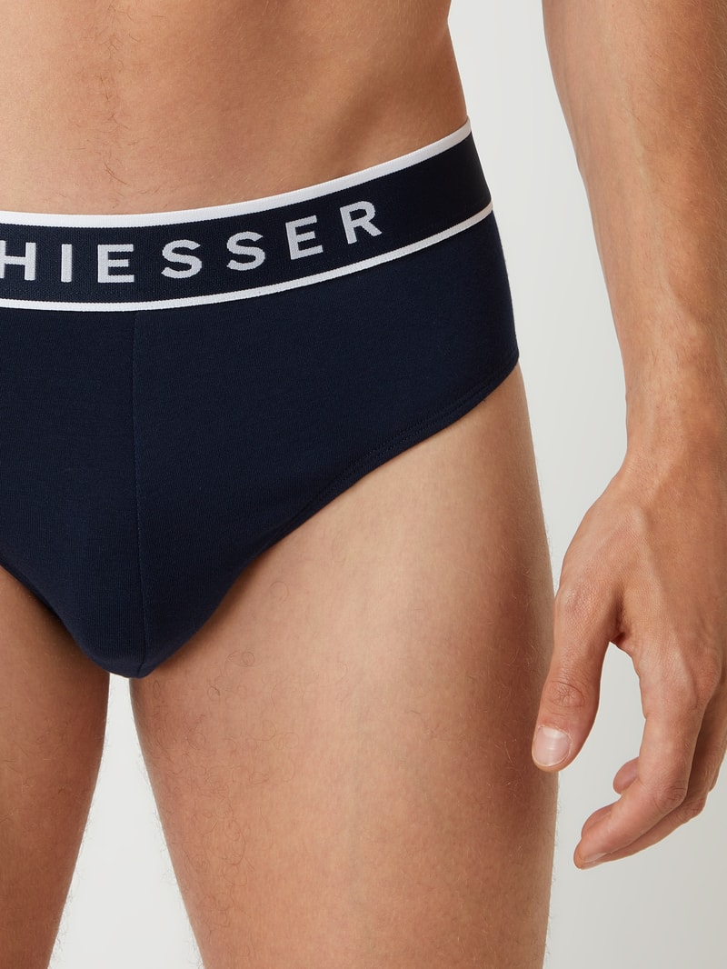 Slip mit Logo-Bund im 3er-Pack in marineblau