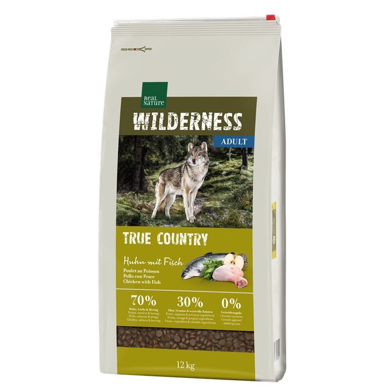 REAL NATURE Hundetrockenfutter REAL NATURE WILDERNESS True Country Adult Huhn mit Fisch 12 kg