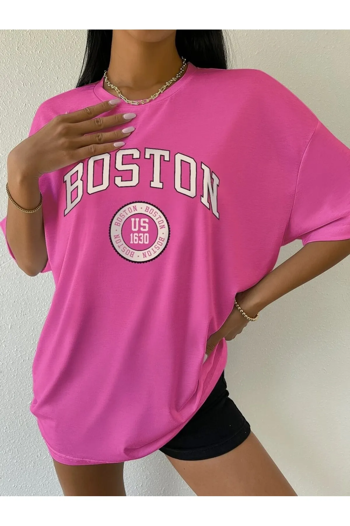 MOONBULL  Unisex-T-Shirt mit Boston-Aufdruck US-1630