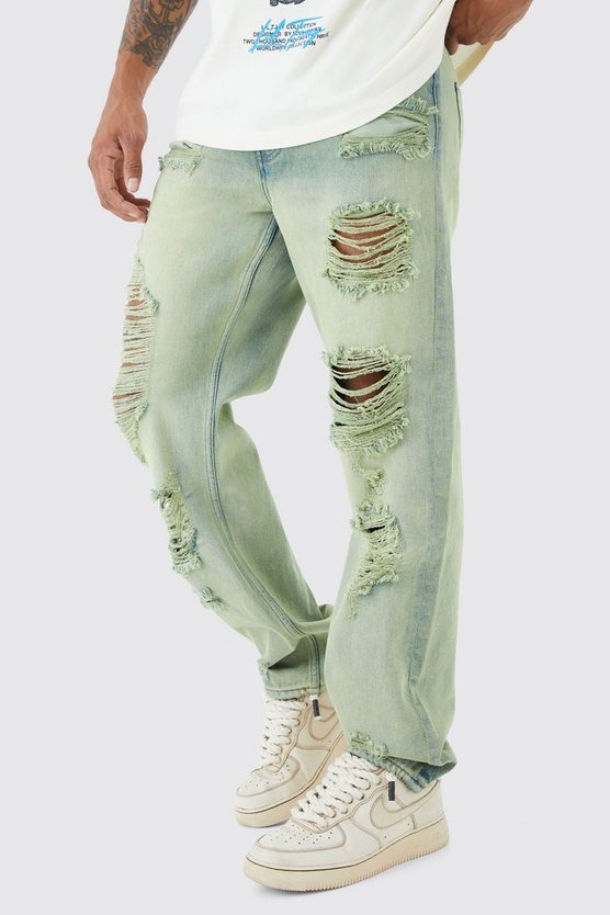 Lockere getönte Jeans mit Rissen