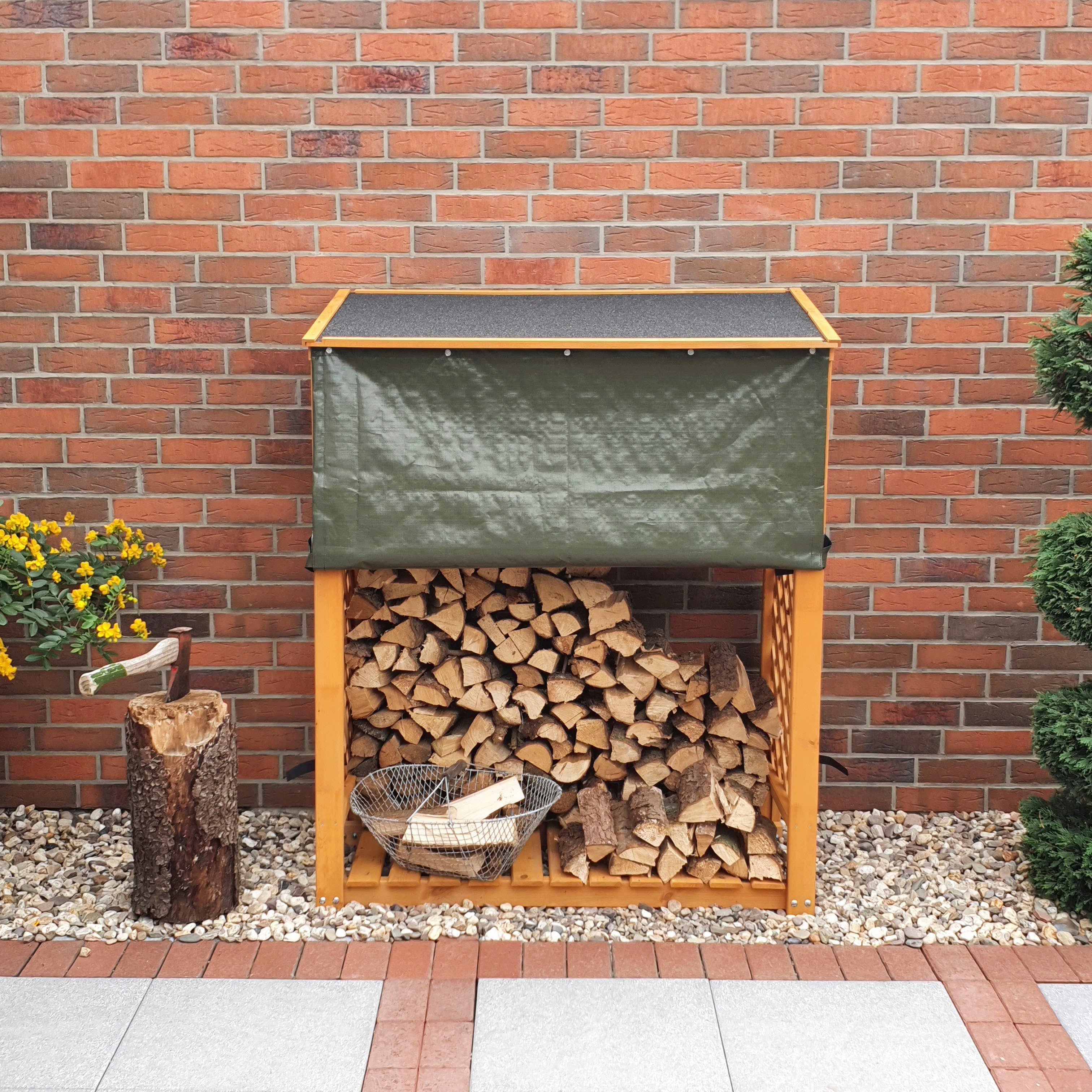 promadino Kaminholzregal Speyer, BxTxH:119,5x68x148 cm, mit Wetterschutz