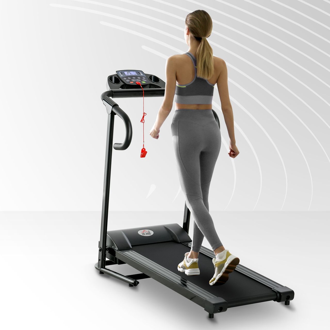 HOMCOM Laufband Klappbar elektrisch 500 W 0,8-10 km/h 0,75HP LCD-Display Handyhalterung geeignet für Home Gym Indoor Fitness Schwarz 123 x 62 x 117 cm