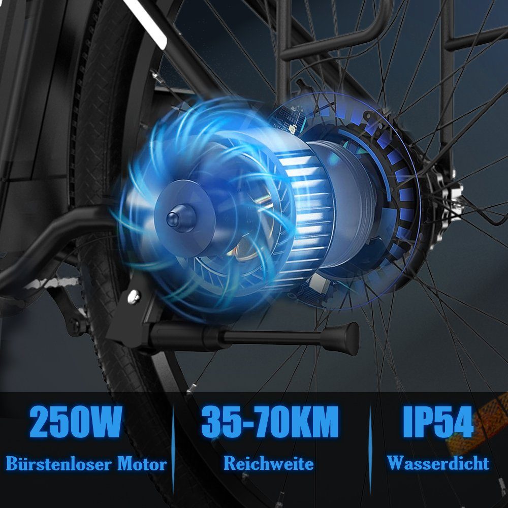 Evercross E-Bike EK8S 26 ZOLL, 250W Heckmotor, Elektrofahrrad Elektro Trekkingrad 26