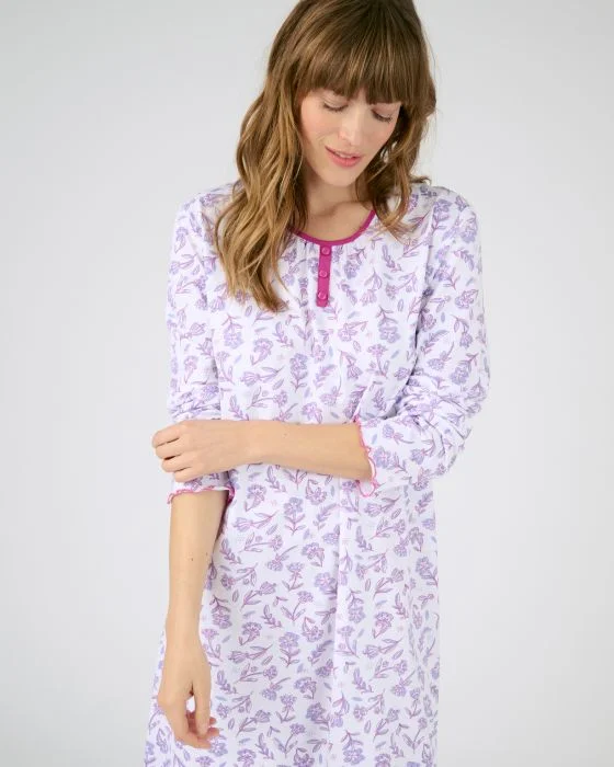 Chemise de nuit imprimée maille jersey coton peigné