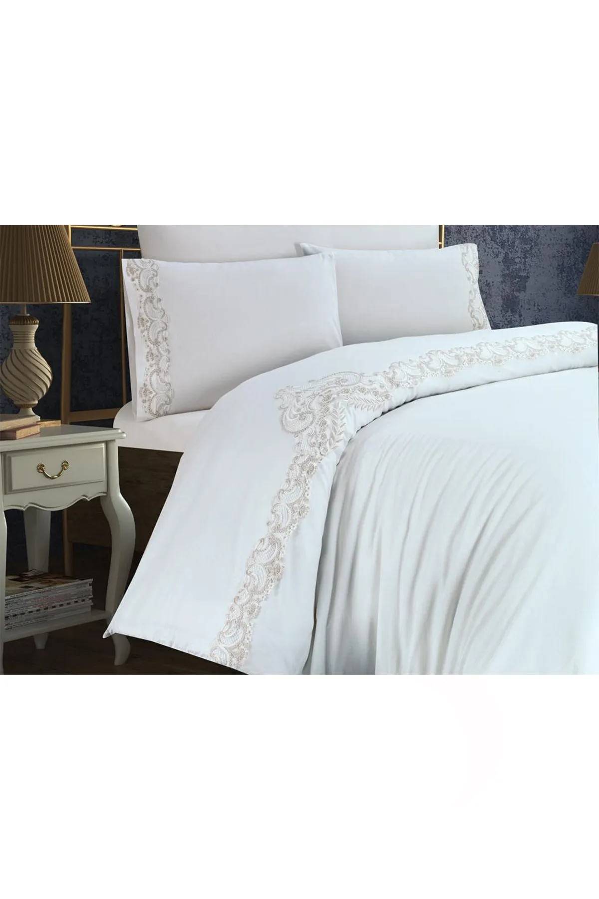 Çeyiz Diyarı  Tiara-Bettbezug-Set, Creme