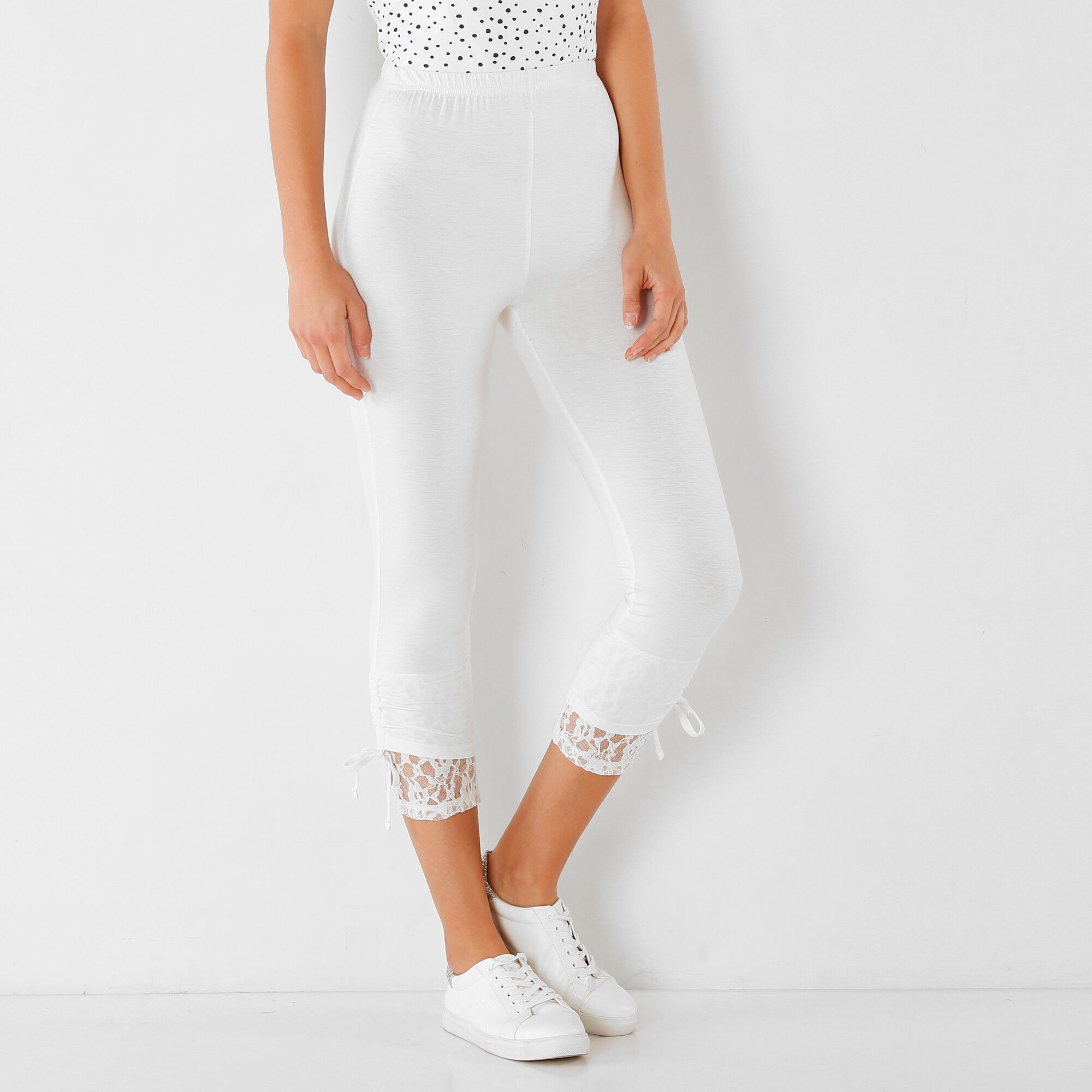 Corsaire dentelle taille élastiquée, maille stretch