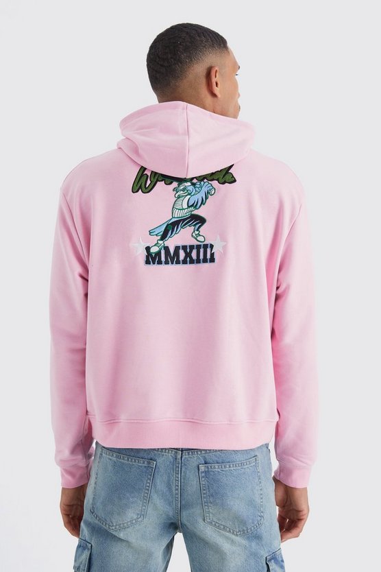 Tall kastiger Hoodie mit Worldwide-Applikation