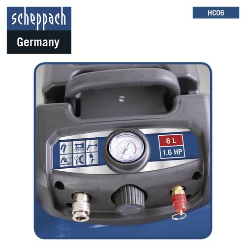 Scheppach 6 L Kompressor HC06 inkl. 5m Spiralschlauch