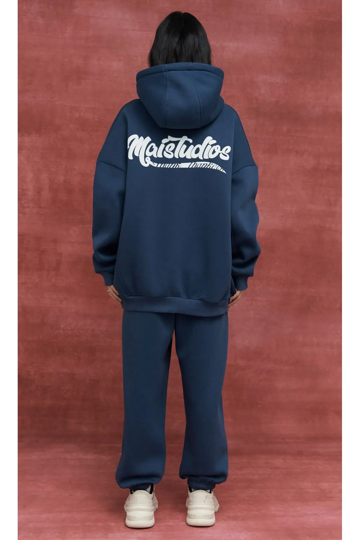 MAİ COLLECTİON  Morgan Indigo Übergroßes Trainingsanzug-Set