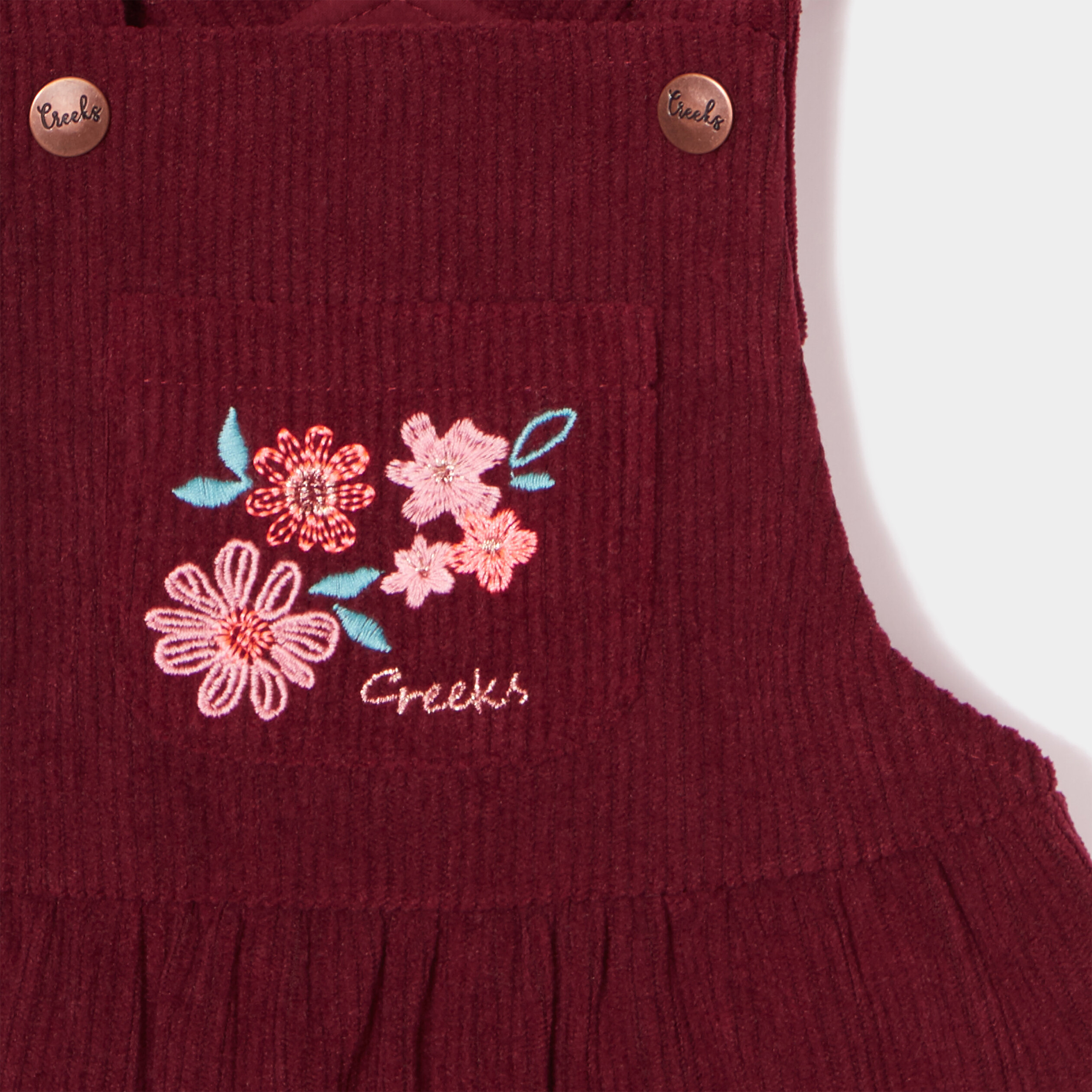Robe velours évasée à volants Creeks rouge foncé bébé fille | La Halle