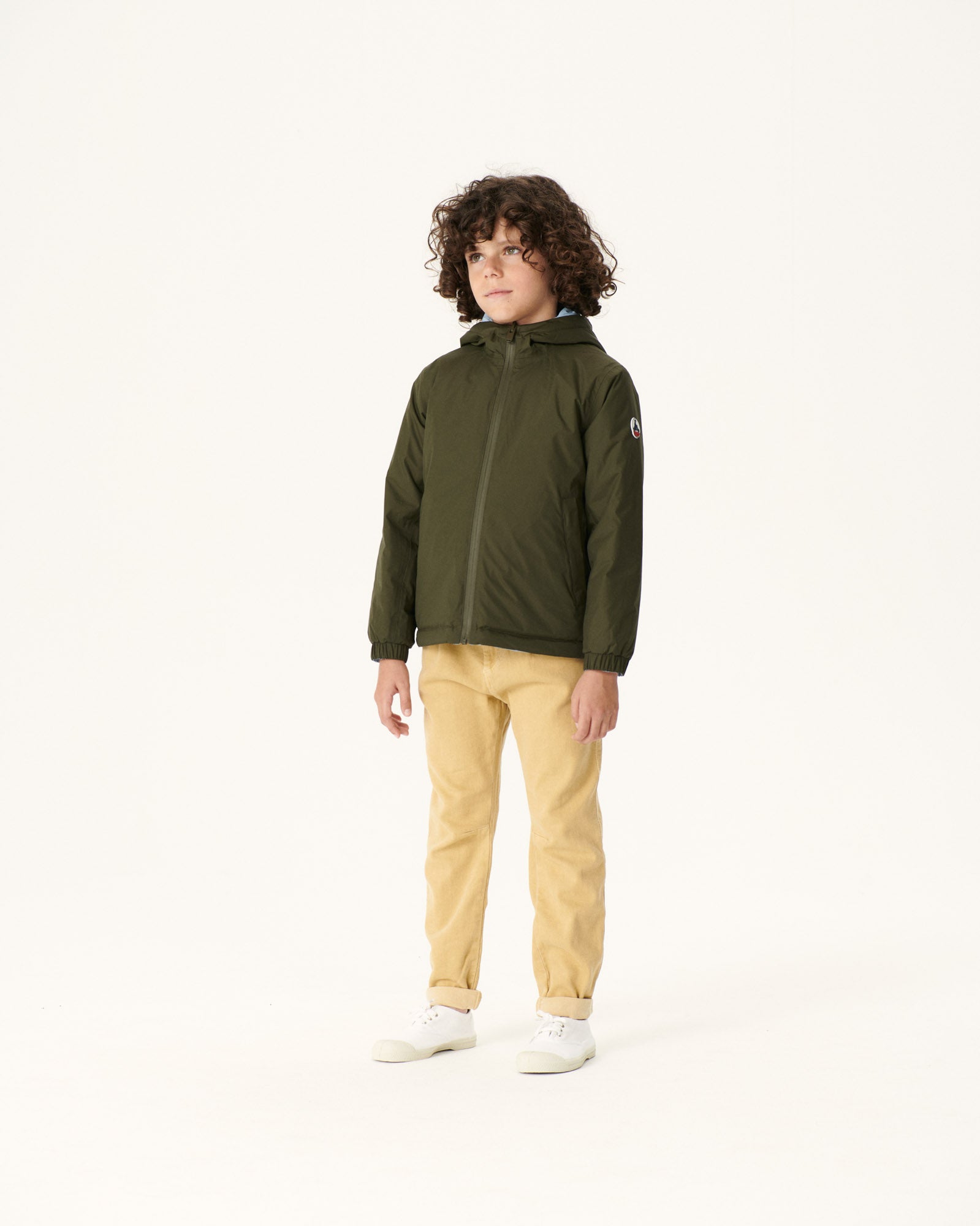 Doudoune Ultralight réversible à capuche Army/Bleu clair enfant Rosso