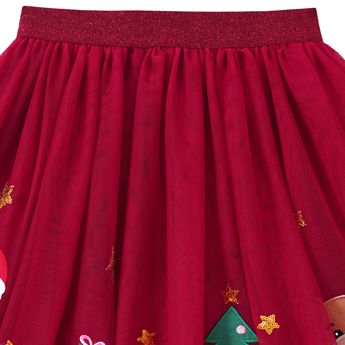 Mädchen Weihnachtsrock mit Motiven rot