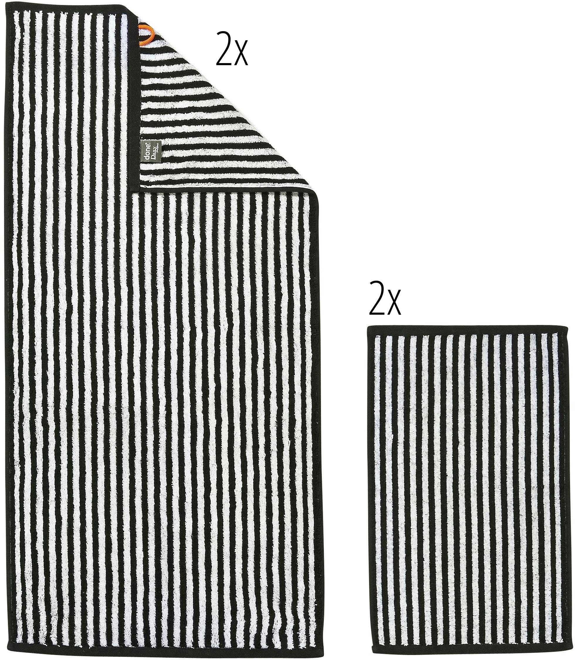 done.® Handtuch Set Daily Shapes Stripes, Jacquard-Walkfrottier, (Set, 4-tlg), 2x Gästehandtücher & 2x Handtücher, mit Jacquard-Muster, gestreift