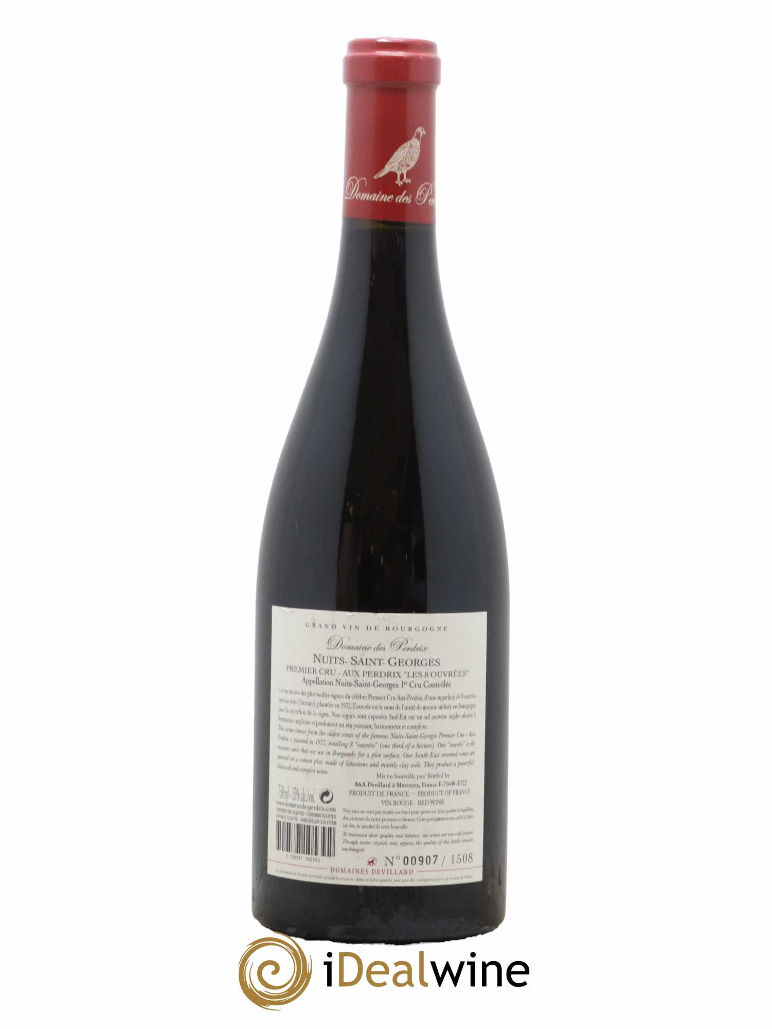 Nuits Saint-Georges 1er Cru Aux Perdrix Les 8 Ouvrées Perdrix (Domaine des)  2017 - Lot de 1 Bouteille