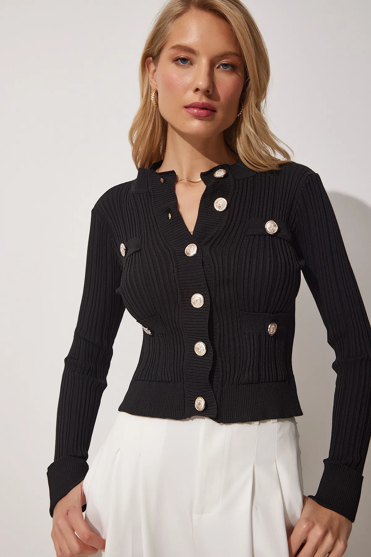 Happiness İstanbul  Strickjacke - Schwarz - Regular Fit