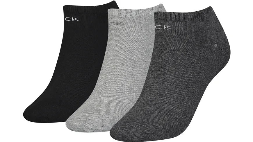 Calvin Klein Damen Sneaker Socken 3er Pack dark grey melange