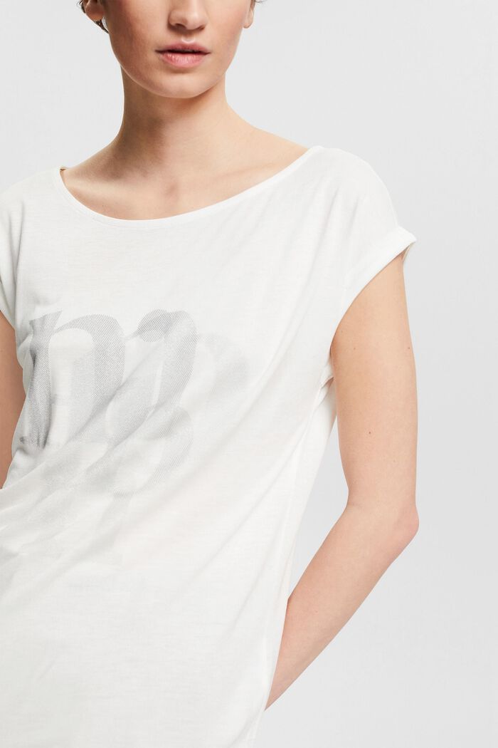 Shirt mit Metallic-Print, LENZING™ ECOVERO™