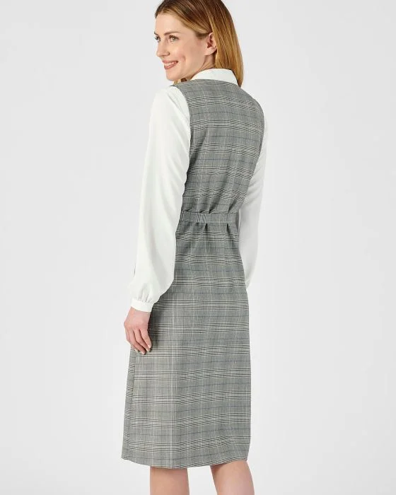 Robe sans manches à carreaux zippée