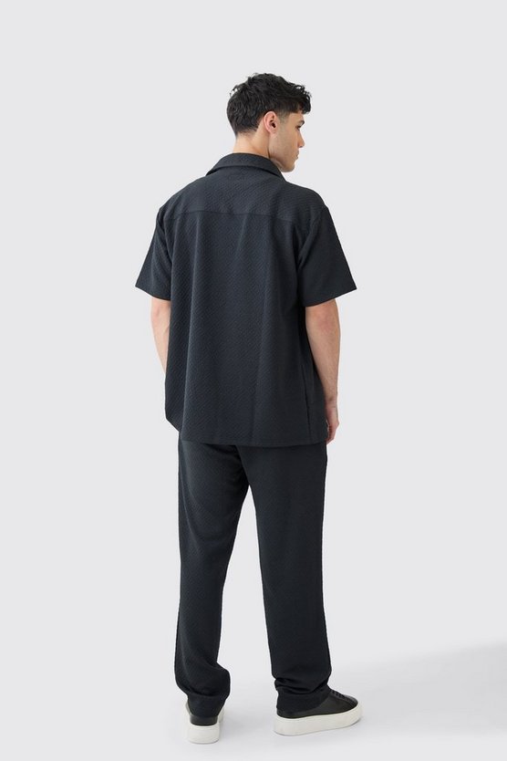 Kurzärmliges Oversize Geo Stretch Hemd & Hose