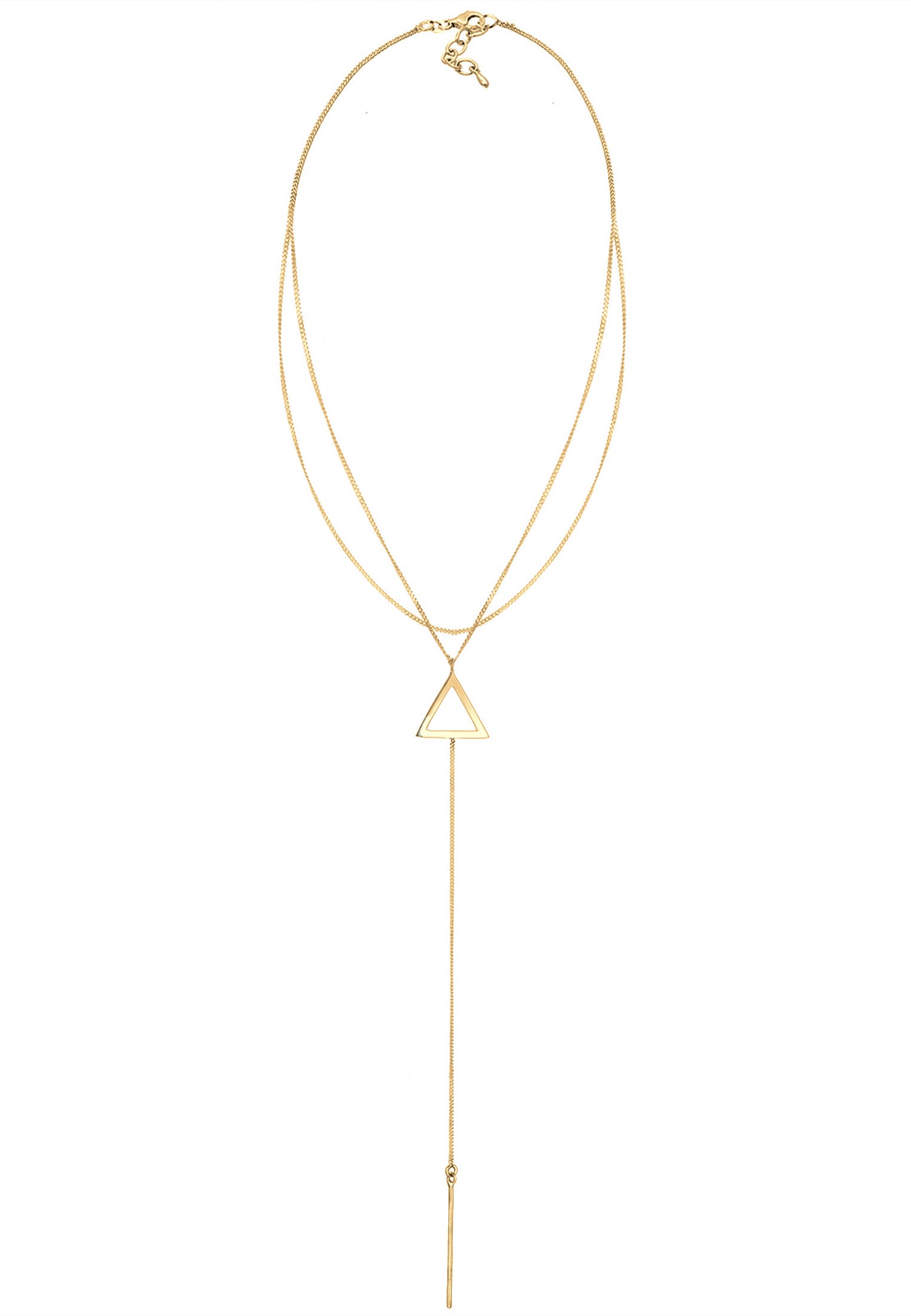 Collana girocollo da donna Elli con catena a Y e motivo geometrico a triangolo, in argento sterling 925.