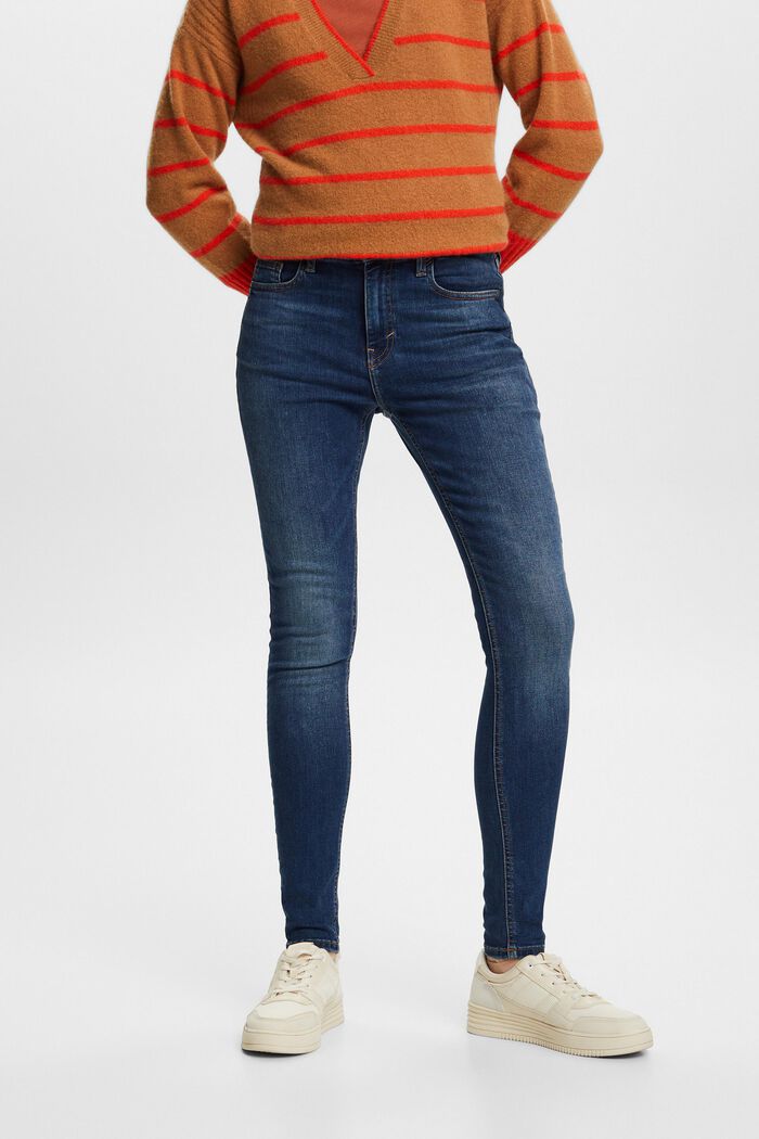Recycelt: Skinny Stretchjeans mit hohem Bund