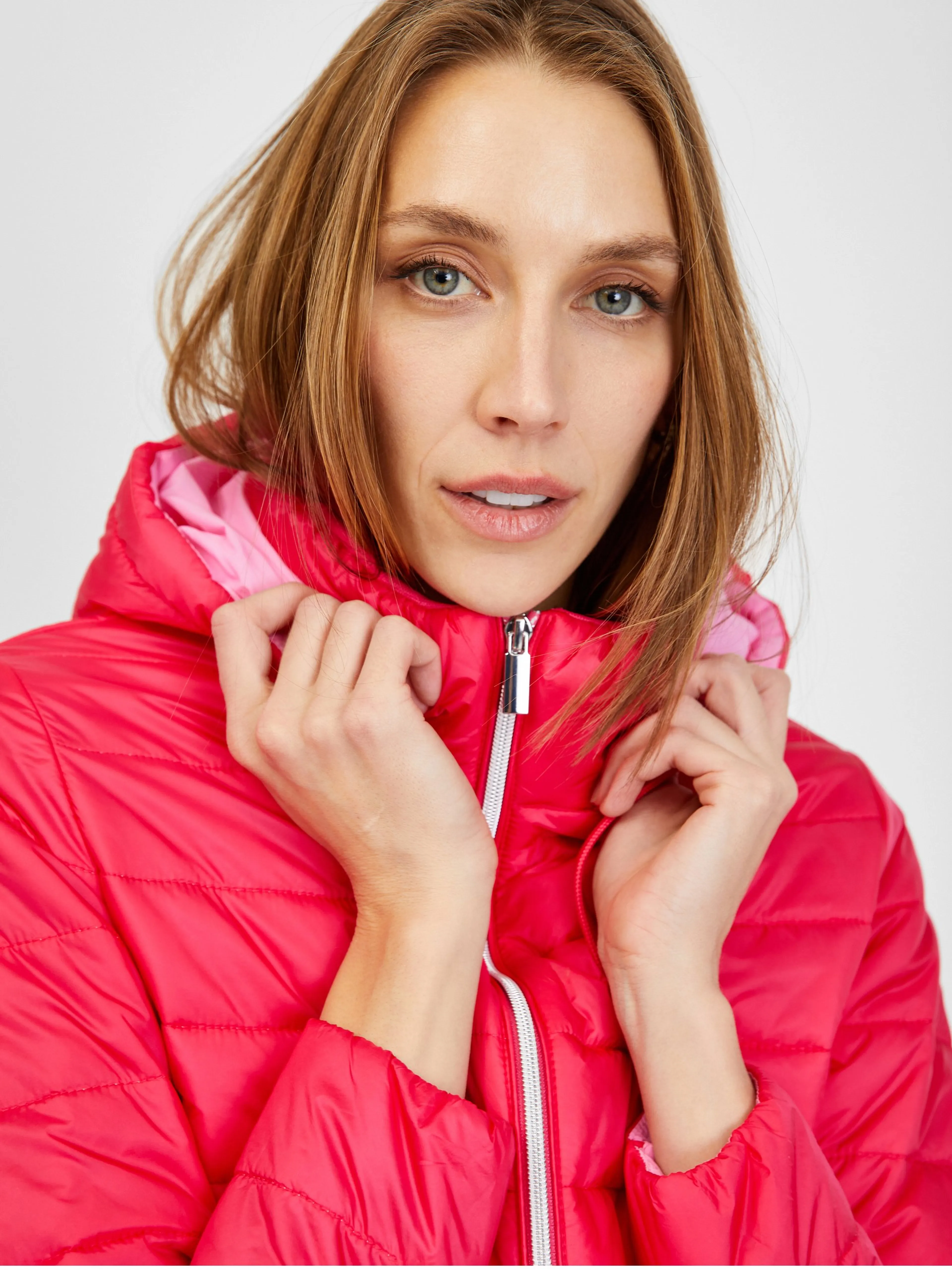 Dunkelrosa Damen-Winter-Steppjacke ORSAY